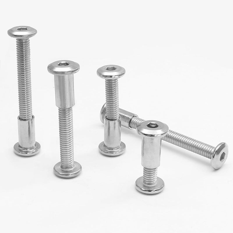 Jersvimc 30 Sets M6x16/25/35/45/55mm Hex Drive Socket Cap Bolt Kit with Allen Wrench, Silver Furniture Connector Bolts M6 Countersunk Screw Barrel Nuts Binding Screws for Cabinet - Image 4